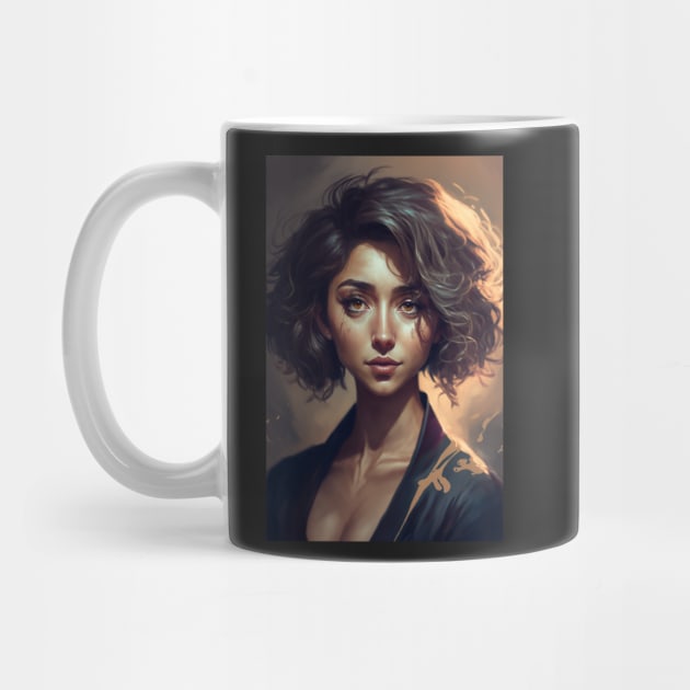 Golden Waves: A Portrait of a Beautiful Girl with Short Wavy Hair by Darksavage